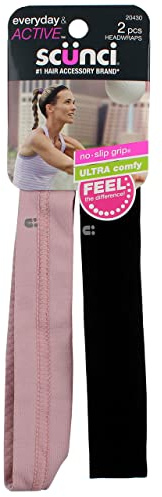 Scunci No-Slip Silicone Headwraps, Polka Dot/Navy, 2 Count