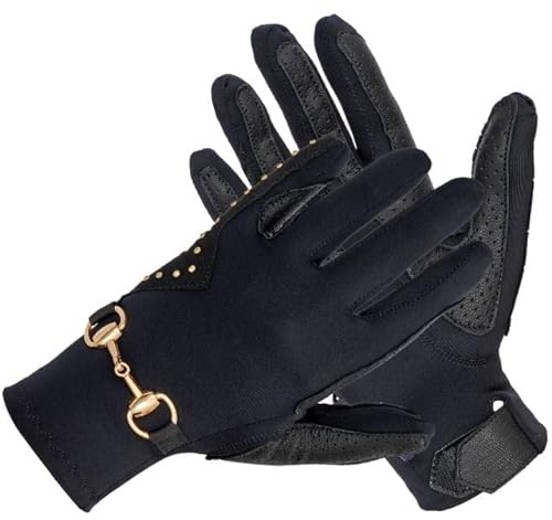 EQUESTRIAN QUEEN Trangan Handschuhe Damen Reithandschuhe Damen Reithandschuhe Kinder Mädchen Handschuhe Touchscreen Damen Handschuhe Mädchen für Reitsport (Schwarz, XS)