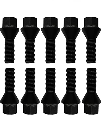 10 Radschrauben Radbolzen schwarz Kegelbund M12x1,25 39mm