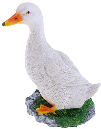 petsola Simulation Ente Tiere Dekofigur Figur Skulptur Aus Harz Für DIY Mikro Landschaften Garten Rasen Teich Balkon Deko, Täuschend Echt Aussehen - Weiß S