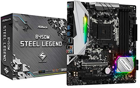 ASRock B450M Steel Legend Cartes mères AMD AM4 Socket 1 PCIe 3.0 x16, 1 PCIe 2.0 x16, 1 PCIe 2.0 x1
