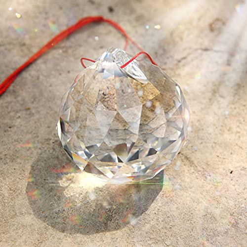 MerryNine Prisma de bola de cristal transparente de 60 mm, atrapador de brillo de sol, colgante de cristales para ventanas, para Feng Shui, para regalo (60 mm, 1 paquete)