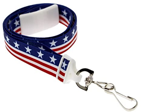 Specialist ID 2 Pack - American Flag Lanyard for ID Badges & Keys - Patriotic USA Lanyards for Fourth of July Supplies - Red White & Blue Stars & Stripes - Soft Fabric Safety Breakaway Clasp by