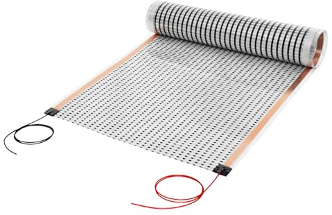 Mi-Heat 24V Heizfolie 2,5m für Sitzbank & Wellness – Feuchtraum Fußbodenheizung (SELV) – Infrarot Carbon Bahn 130W/m² – 50cm breit, Konfektioniert für Fliesen, Dampfbad & Sauna
