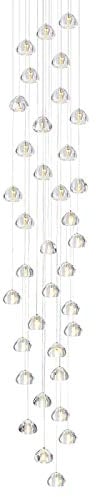 H.W.S LED Moderne Pendelleuchte esstisch Pendellampe Villa Kronleuchter Höheverstellbar Hängeleuchte aus Glas Küchen Flurlampe Kristall Treppenhaus Wohnzimmer(Runde, 36-flammig)