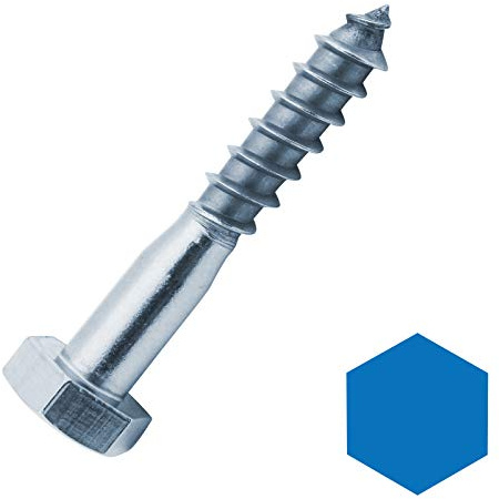 D2D | VPE: 10 Stück - Sechskant-Holzschrauben - Größe: 12 x 80 mm - DIN 571 - Stahl galvanisch verzinkt