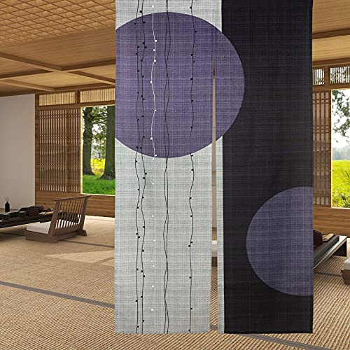 LIGICKY Japanese Noren Doorway Curtain Long Type Circle Pattern Printed Door Tapestries Window Treatment for Home Decoration 85 x 150 cm