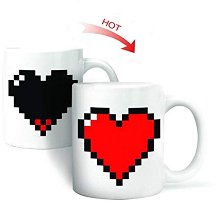 HELLOYOUNG Kreative Herz Magie Temperatur ändernde Tasse Farbe ändernde Chamäleonbecher Hitzeempfindliche Tasse Kaffee Tee Milchbecher Neuheit Geschenke