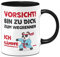 Tassenbrennerei Tasse mit Spruch Vorsicht Bin zu dick zum wegrennen Ich kämpfe - Kung Fu Panda Kaffeetasse lustig (Schwarz)