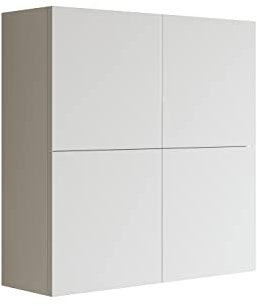 MaMa Store Atena Pensile Doppio Mettitutto 4 Ante e Sistema di Apertura Push and Pull, Laminato, 71 X 22 X 71 cm, Bianco