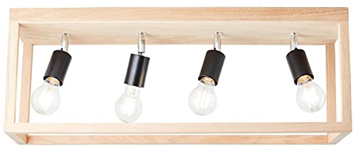 Brilliant Lampe, Nerea Deckenleuchte 4flg eiche geölt, Holz/Metall, 4x A60, E27, 15W,Normallampen (nicht enthalten)