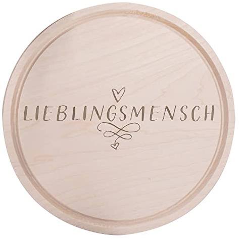 Deitert Frühstücksbrettchen Lieblingsmensch, hochwertige Gravur - Holzbrett Geschenk für Valentinstag, Hochzeit, Geburtstag für Frauen/Männer - Schneidebrett Holz Rund, 24 cm Ø