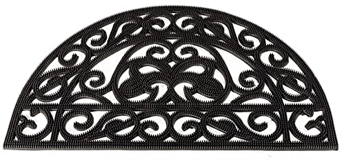 ANRO Fußmatte Türmatte Gummi Außenbereich Schwarz Gusseisen Optik Türvorleger Gummimatte 45x75cm rutschfest wetterfest halbrund Indoor Outdoor Schmutzfangmatte