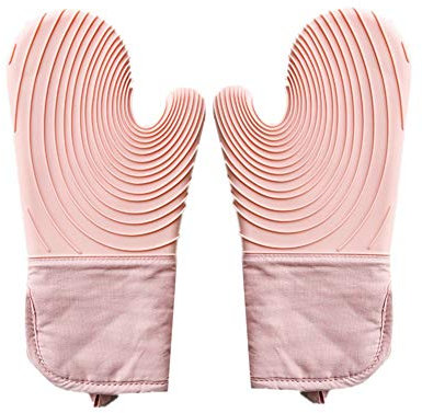 Topfhandschuhe KüChenhandschuhe Silikon Ofen Handschuh Lustige Backofen Handschuhe Doppel Ofen Handschuh Hitze Beständig Silikon Kochen Handschuhe Pink,One Size