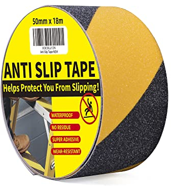 TAPEBEAR Antirutsch Klebeband, Anti-Rutsch-Band selbstklebend, Sicherheit Klebeband, schwarz-gelb Bodenklebeband für rutschfeste Treppenstufen im Innen und Außenbereich, 2inch x 60feet