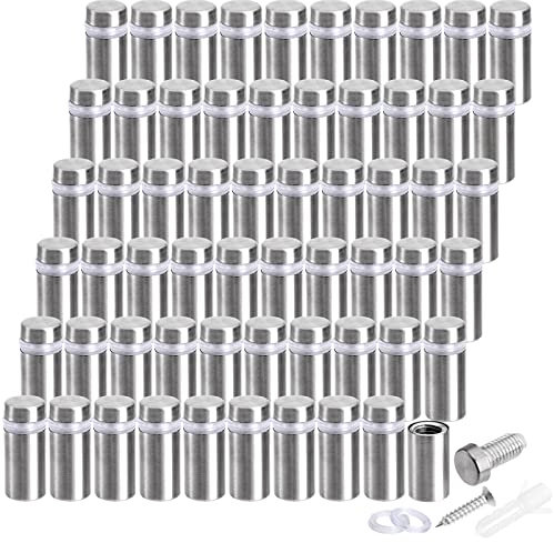 Coloch 60 Stück Edelstahl Abstandshalter, 12 x 25 mm Schilderhalter Werbeschraube, Werbe-Wandabstandhalter, Schrauben zum Aufhängen von Acryl Poster, Glasmontage, Büro, Supermarkt