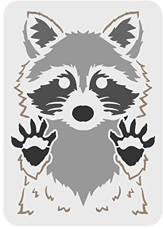 FINGERINSPIRE Waschbär Schablone 29,7x21cm Wiederverwendbare Waschbär Malvorlage DIY Bastel Waschbär Schablone Waldtier Waschbär Schablone zum Malen auf Wänden, Böden, Möbeln, Holz und Papier