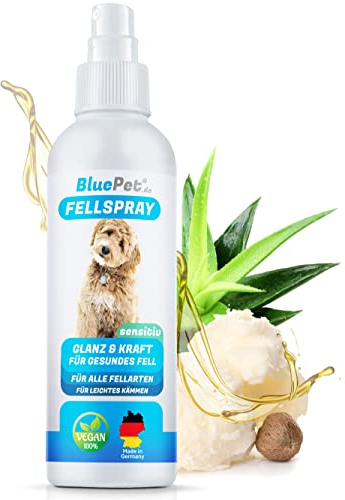 BluePet 200 ml Entfilzungsspray für Hunde & Katzen I Löst Verfilzungen & Verbessert Kämmbarkeit, Anti Filz Spray als Fellspray für Fellpflege, Glätten & Pflegen mit Aloe Vera, Shea-Butter & Jojobaöl