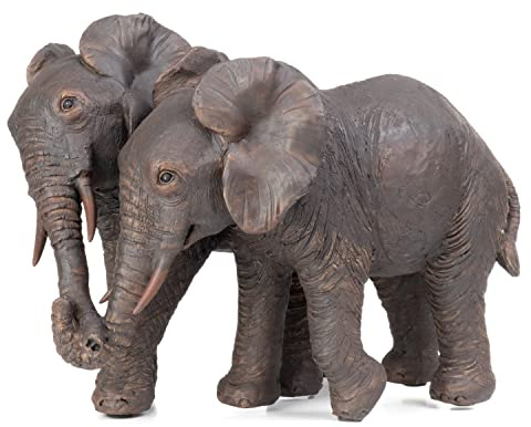 Moritz Deko-Figur Elefantenpaar vertraut halten Händchen aus Polyresin Dunkelbraun Dekorations Idee Standdeko Afrikanische Tierwelt Statue Skulptur