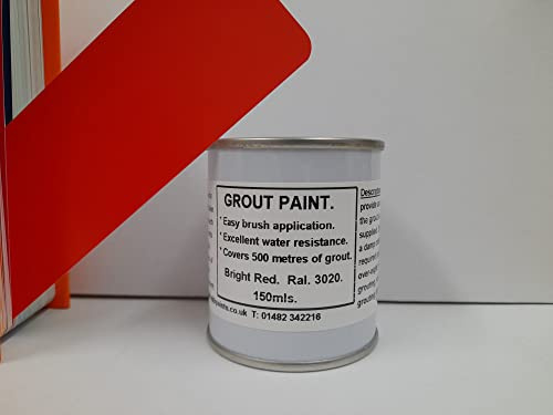 Tile Grout Paint. Grouting Paint. Bright Red. Satin Finish. Brush Applied. 150ml