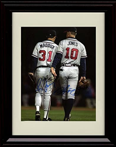 Generic - Framed Photograph Wall Art - Greg Maddux & Chipper Jones - Atlanta Braves - 10 x 8 Black Cherry Wood Frame - Portrait Orientation - Glossy Finish