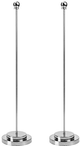 BESPORTBLE Desktop Stand Tabletop Flag Pole 2pcs Desk Flag Base Flagpole Bracket Holder Small Flag Sticks Stand for Office Meeting Room Car Silver Metal Brackets