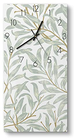 DEQORI Glasuhr | horizontal 30x60 cm | Motiv Dekorative Weidenzweige | große XXL Design Uhr aus Glas | leise Wanduhr für Wohnzimmer & Küche | Moderne Hingucker Uhr für die Wand