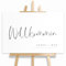 HEI Print Willkommensschild Hochzeit im modernen Stil mit Datum und Namen, personalisierte Hochzeitsdeko, Willkommen Schild, schwarz weiß, 60x40 (Leinwand)