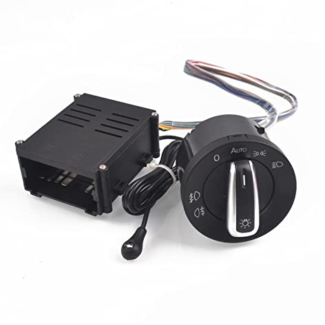 ORAMAI Auto Chrom Lichtschalter Auto Lampe Sensor Licht kompatibel mit VW Transporter Multivan Caravelle T5 T6 + Auto Scheinwerfer