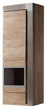MASSIVMOEBEL24.DE Hängevitrine 48x35x142 Amsterdam, Farbe:beige lackiert, Größe:48x35x142 cm (BxTxH)