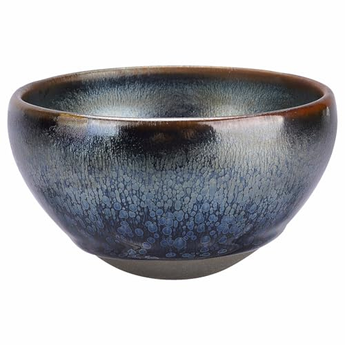 Linkieda Handcrafted Ceramic Shaving Bowl for Wet Shaving, Compatible with All Shaving Brushes, Unique Jian Zhan Glaze for Bathroom Use (Colorful)