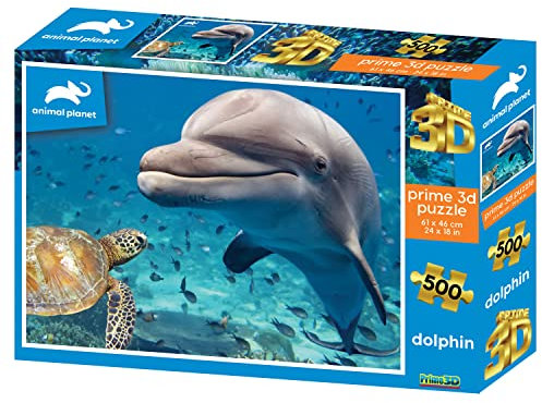 PRIME 3D | Animal Planet - Dolphin & Turtle | 3D Lenticular Jigsaw Puzzle | 61cm x 46cm - 500 pcs | Games & Puzzles | Ages 6+