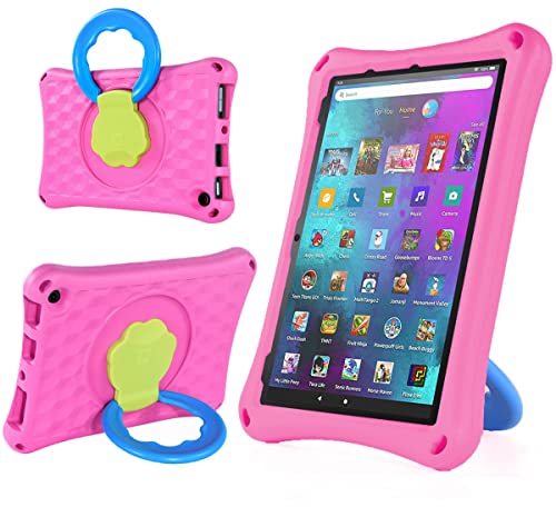 Étui de protection pour tablettes 10 et 10 Plus 2023/2021, léger, résistant aux chocs, avec support, adapté aux enfants (non compatible avec iPad Samsung), rose