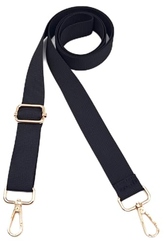 Xundefeng 2.5cm Schwarz Breiter Taschengurt Verstellbarer Schultergurt für Taschen Taschengurte zum Wechseln Schulterriemen - Gold Clip