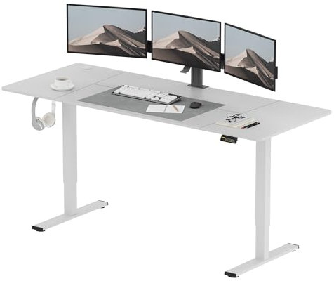 SANODESK Höhenverstellbarer Schreibtisch 200x80 cm, Schreibtisch Höhenverstellbar Elektrisch Ergonomischer Steh-Sitz Tisch Computertisch mit Memory-Funktion(Weiß)