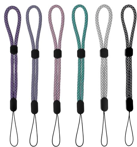 GEEHUA Lot De 6 Cordons De Dragonne Réglables, Dragonne de Téléphone Portable Lanière de Caméra Lanières avec Effet Réfléchissant, Sangle Universelle pour Appareil Photo, Clés, Portefeuille(B)