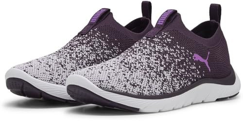 PUMA SOFTRIDE REMI Slip-ON Knit WN's, Weiblich Straßen-Laufschuh, Midnight Plum-Lilac Frost-PUMA White,