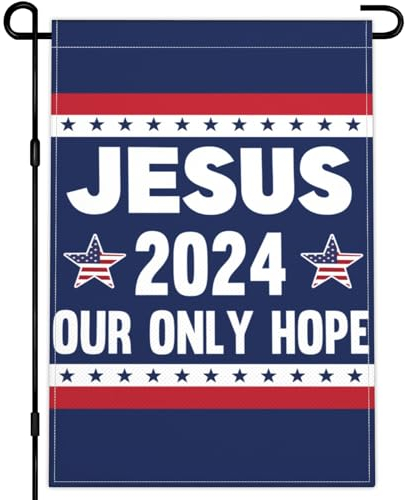 Jesus 2024 Our Only Hope Gartenflagge, 30,5 x 45,7 cm, Christus, Jesus, Osterflagge, 3-lagig, Stoff, doppelseitig, christlicher Glaube, patriotische Gartenflaggen für Haus, Außen, Innenhof, Dekoration
