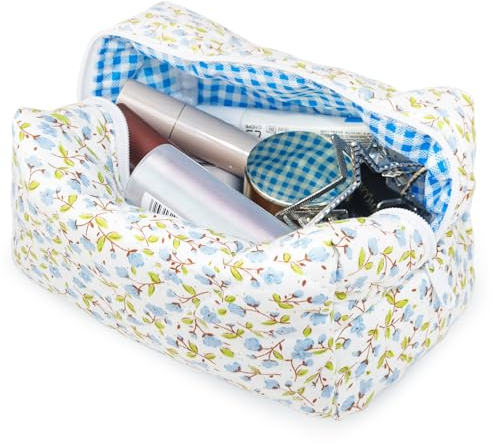 Kosmetiktasche Kulturtasche Make up Tasche Reise Waschtasche Cord Make up Organizer Waschbeutel Klein Kulturbeutel Schminktasche Multifunktionaler Kosmetikbeutel Set für Damen Mädchen Blau