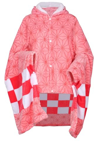 WANHONGYUE Demon Slayer Tragbarer Kapuzendecke Kapuzenumhang, Anime Cosplay Fleece Hoodie Sweatshirt Cloak Cape Unisex, 100 * 160 cm
