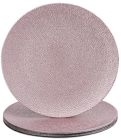 MAONAME 13 Pink Geometric Plastic Plates Set of 6, Decorative Chargers for Dinner Plates, Round Charger for Wedding, Party