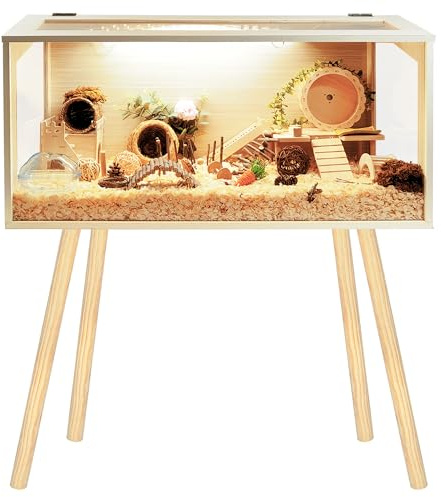 Prolee Hamsterkäfig aus Holz, extra groß, für Mäuse und Ratten, oben zu öffnen, mit Acrylplatten, solide gebaut, Kleintierkäfig mit Beinständern, 101,6 cm lang