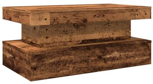 vidaXL Couchtisch, Beistelltisch mit LED-Leuchten, Kaffeetisch Sofatisch für Wohnzimmer, Teetisch Wohnzimmertisch, Modern, Altholz-Optik