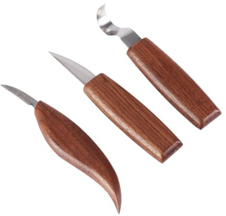 3 Pièces couteau à graver couteau à tailler sculpture sur copeaux outils de gravure outils de sculpture couteaux à bois couteaux à découper à la main Acier inoxydable Brown Lurrose
