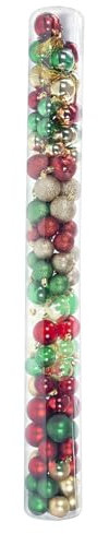 GIOCOKIDS, Pack 100 Bolas de Navidad Oro, Rojo y Verde Surtidos – Decoración Árbol de Navidad Grandes – Adornos Navideños Tradicionales
