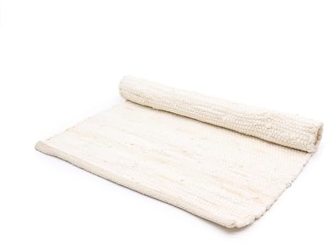 Small Indian Handloom Cotton Rug - Cream