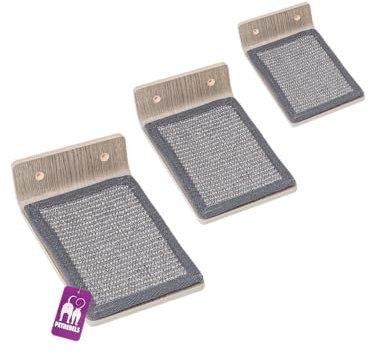 Petrebels Kletterwand, Katzentreppe Wand Step 25 (3-er Set), Kratzbaum Wand, Premium Qualität Wandkratzbaum, Stufen Wandmontage, Holz Farbe Eiche-Altgrau Look