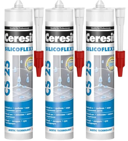 Sanitär Silikon CS25 Braun Schokolade für Innen und Außen Bad und Küche - Schimmelressistent - UV und Witterungsbeständig - dauerhafte Elastizität - Elastisch und dehnbar (3 x 280ml)
