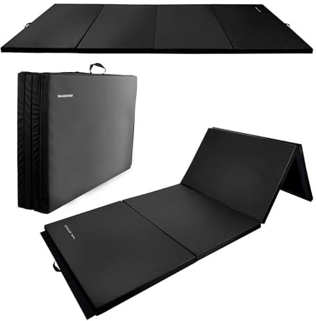 Fitvids Folding Exercise Gymnastics Mat 4'x8'x2 Gym Workout Mat with Carrying Handles High-Density Portable Fitness Aerobics for Home Yoga Pilates Tumbling MMA Core Training, Multiple Colors