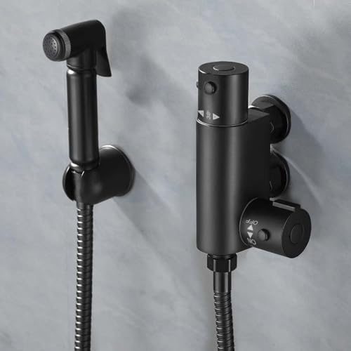 Bidet Douche & Thermostatic Bar Valve with Spray Kit Matte Black Muslim Shataff
